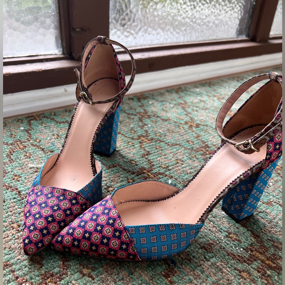 J. Crew size 8 tie material block heel